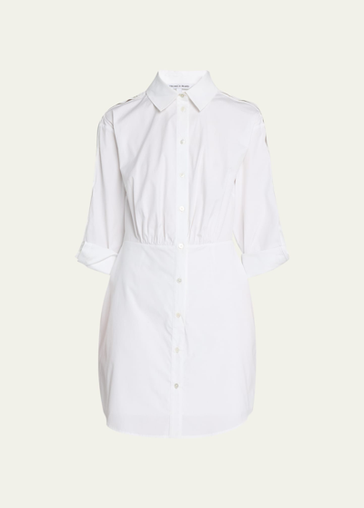 Shop Veronica Beard Rae Button Detail Mini Shirtdress In White