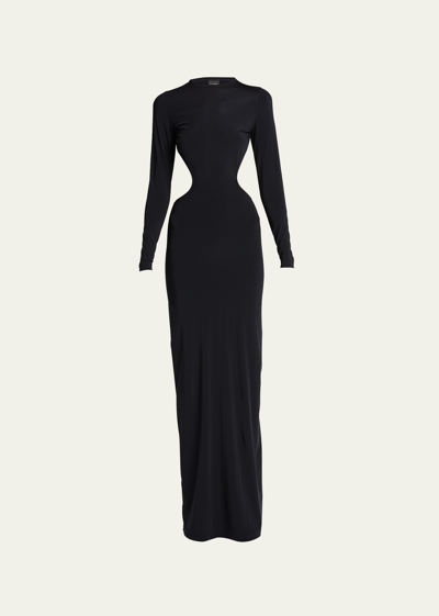 Shop Balenciaga Cutout Maxi Dress In Noir