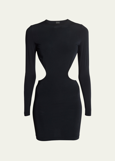 Shop Balenciaga Cutout Body-con Mini Dress In Noir