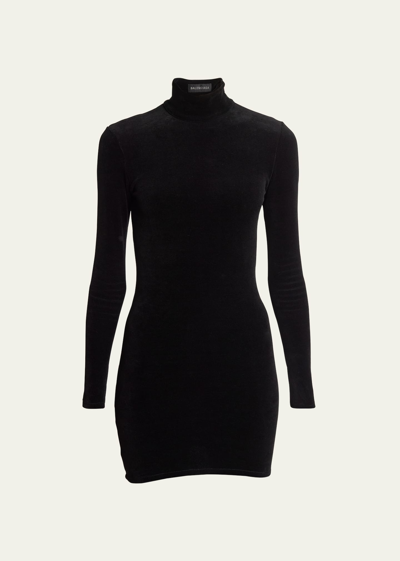 Shop Balenciaga Logo-embellished Mini Body-con Dress In Noir