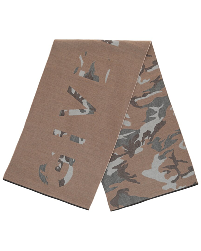 Shop Givenchy Camouflage Wool Scarf