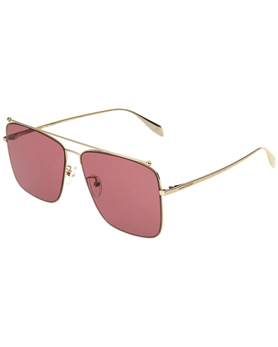 Shop Alexander Mcqueen Unisex Am0318s 61mm Sunglasses In Gold