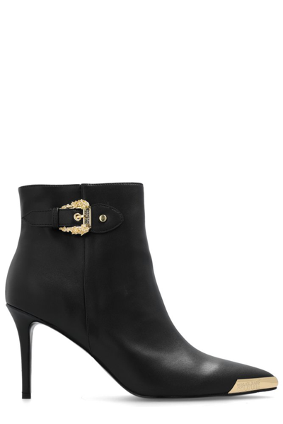 Shop Versace Jeans Couture Baroque Buckle Ankle Boots In Black
