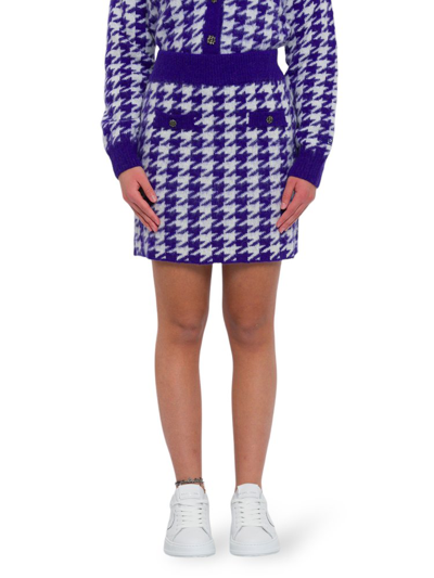 Shop Mc2 Saint Barth Checked Knitted Mini Skirt In Purple