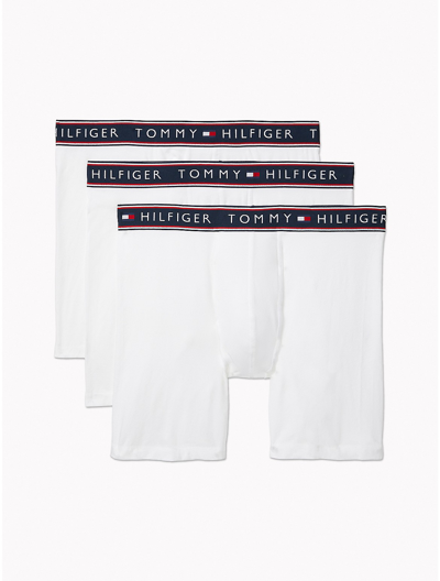 Shop Tommy Hilfiger Cotton Stretch Boxer Brief 3 In White