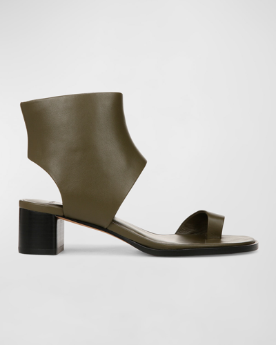 Shop Vince Ada Leather Toe-ring Sandals In Militaire Green L
