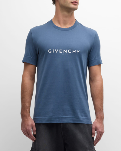 Shop Givenchy Men's Slim Basic Logo T-shirt In Military Blue