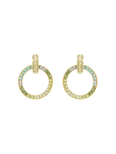 Shop Oscar De La Renta Small Crystal Clip-on Hoop Earrings In Green Multi