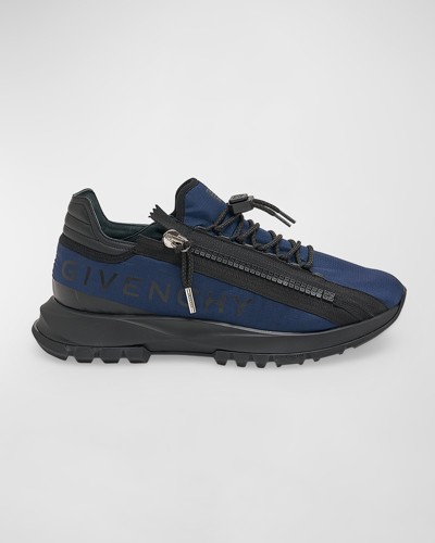 Shop Givenchy Men's Spectre Side-zip Logo Runner Sneakers In Blue/black