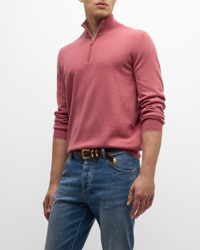 Shop Brunello Cucinelli Men's Cashmere Quarter-zip Sweater In Cs396 Cs396