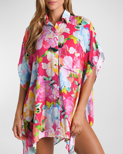 Shop Sunshine 79 Expressive Garden Resort Shirt In Bright Pink