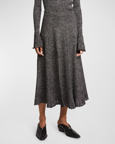 Shop Proenza Schouler White Label Lidia Sparkly Knit A-line Midi Skirt In Blacksilver