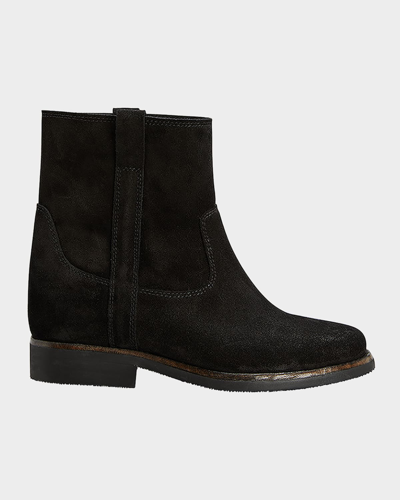 Shop Isabel Marant Susee Suede Western Ankle Booties In Black