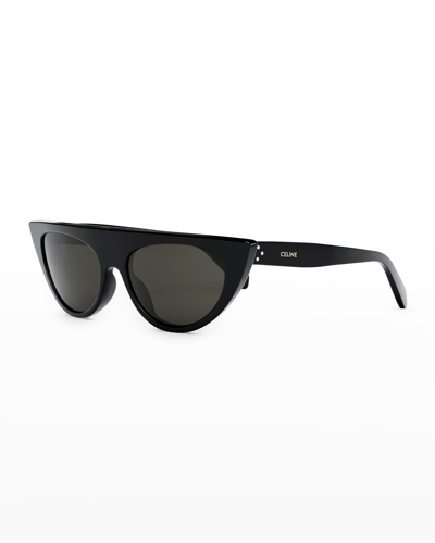Shop Celine Flat-top Acetate Cat-eye Sunglasses In Shiny Black