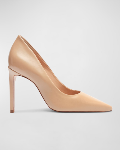 Shop Schutz Lou Leather Stiletto Pumps In Beige