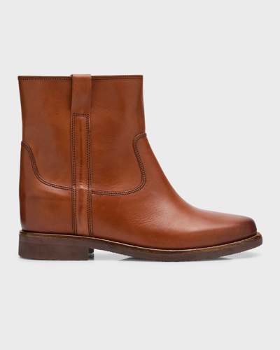 Shop Isabel Marant Susee Leather Ankle Booties In Cognac