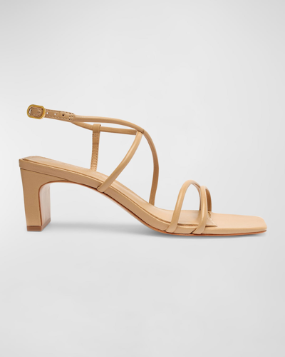Shop Schutz Aimee Leather Ankle-strap Sandals In Beige