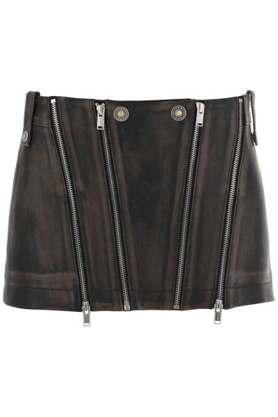 Shop Dion Lee Leather Biker Micro Skirt In Black