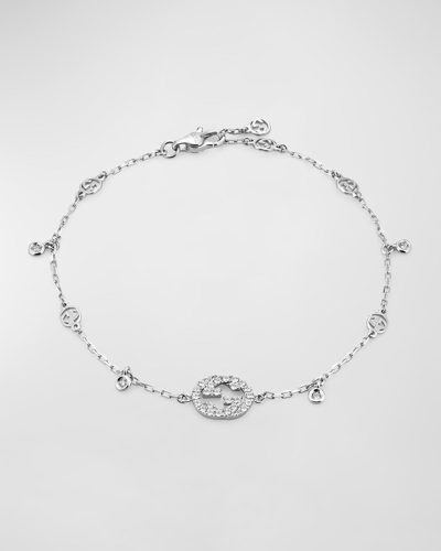 Shop Gucci Interlocking G Diamond Charm Bracelet