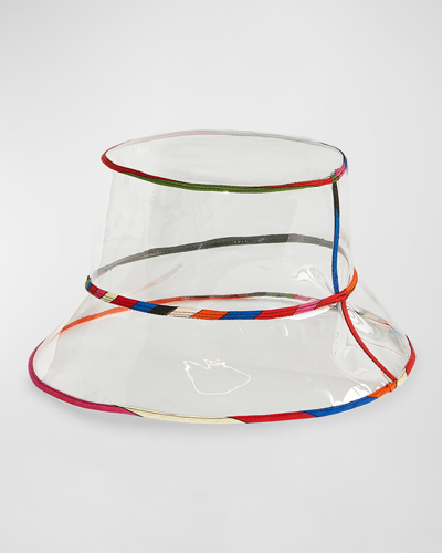 Shop Emilio Pucci Transparent Bucket Hat With Silk Trim In A75 Trasparente