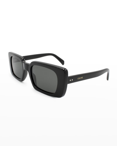 Shop Celine Rectangle Acetate Sunglasses W/ Case In Black