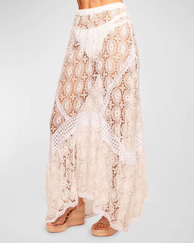 Shop Ramy Brook Dalia Lace Maxi Skirt In White Printed Lac