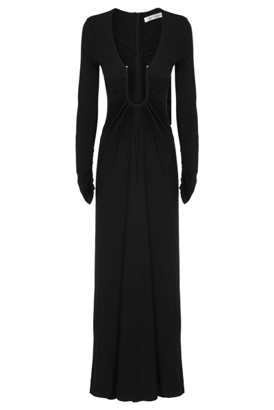 Shop Christopher Esber Arced Palm U Neck Maxi Dress In Black