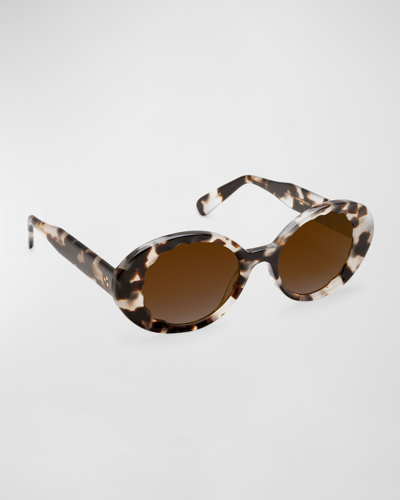Shop Krewe Alixie Acetate Oval Sunglasses In Malt
