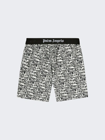 Shop Palm Angels Waves Easy Shorts In Black