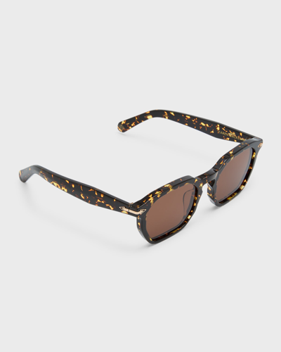 Shop Karen Walker Keyhole Acetate Square Sunglasses In Cracked Tort