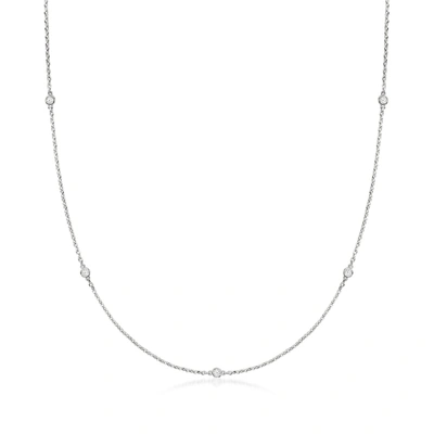 Shop Ross-simons Lab-grown Diamond Station Necklace In Sterling Silver In Multi
