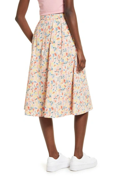 Nordstrom Cristina Martinez Print Skirt In Pink Peach Doodle Line