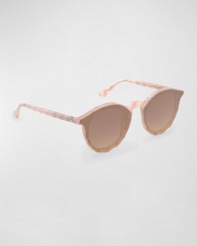 Shop Krewe Collins Nylon Acetate Round Sunglasses In Plaid
