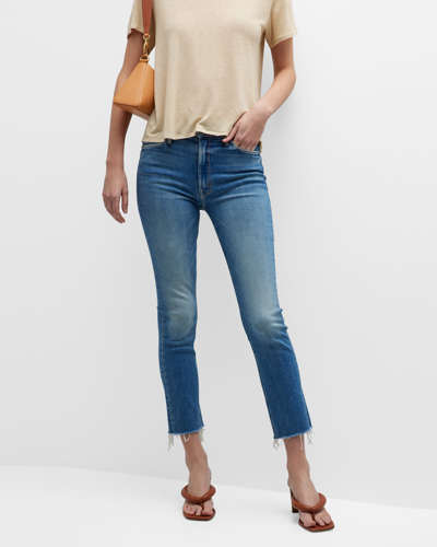 Shop Mother The Mid-rise Dazzler Ankle Fray Jeans In Riding Cliffside