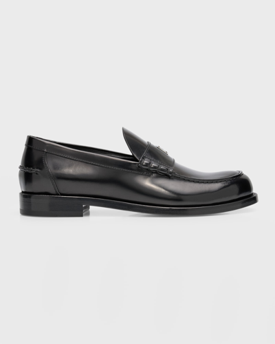 Shop Givenchy Men's Mr G Brushed Leather Penny Loafers In Black