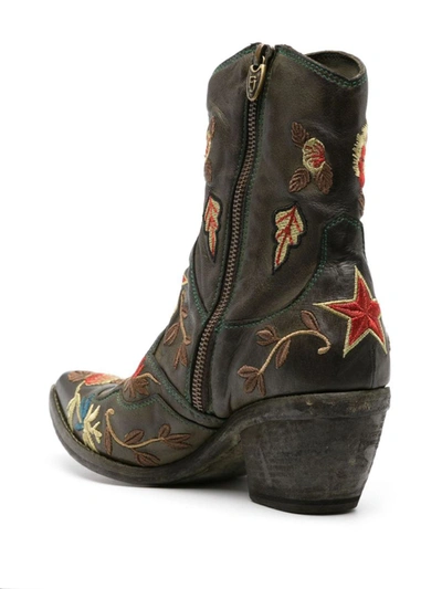 Shop Fauzian Jeunesse Embroidered Camperos Boots In Green