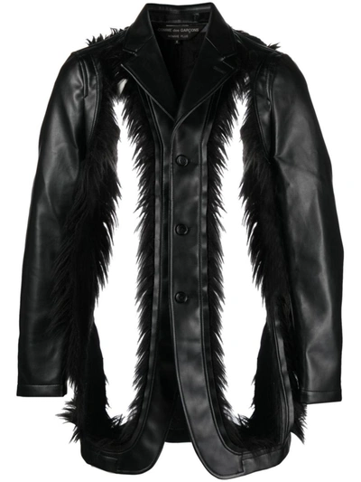 Homme Comme Des Garçons  Plus Cut-out Detail Single-breasted Jacket In Black