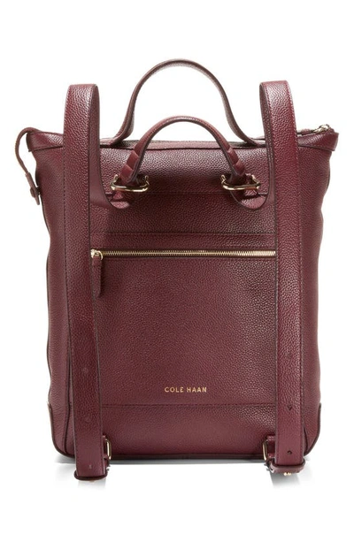 Shop Cole Haan Small Grand Ambition Leather Convertible Luxe Backpack In Bloodstone