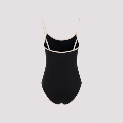 Shop Totême Stripe Edge Swimsuit Swimwear In Black