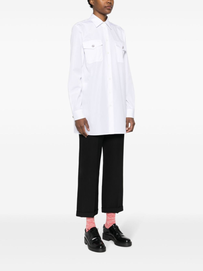 Shop Prada Cotton Shirt In White