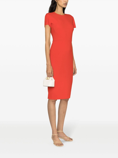 Shop Victoria Beckham Fitted Midi Dress In Red