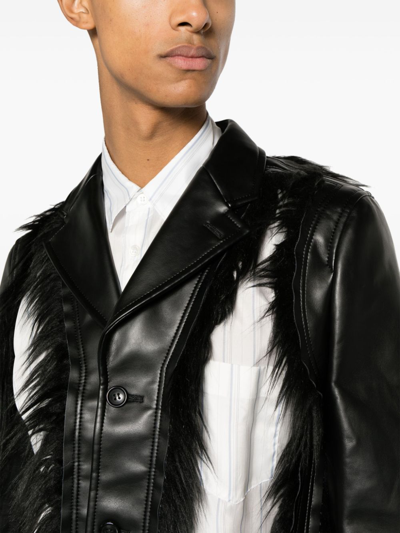Shop Comme Des Garçons Cut-out Detail Single-breasted Jacket In Black