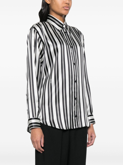 Shop Fendi Silk Striped Shirt In Black