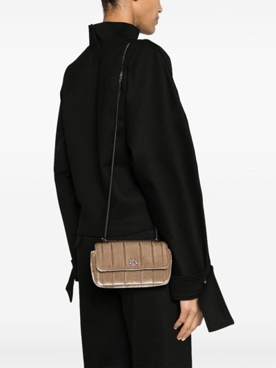 Shop Tory Burch Kira Velvet Mini Shoulder Bag In Grey