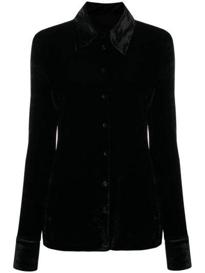 Shop Jil Sander Velvet Shirt In Black