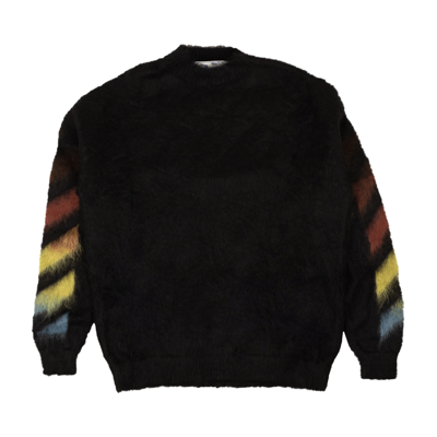 Pre-owned Off-white Diag Brushed Mohair Crewneck Sweater 'black/rainbow'