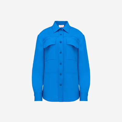 Shop Alexander Mcqueen Military Pocket Shirt In Lapis Blue