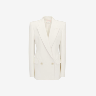 Shop Alexander Mcqueen Double-breasted Jacket In Optic White