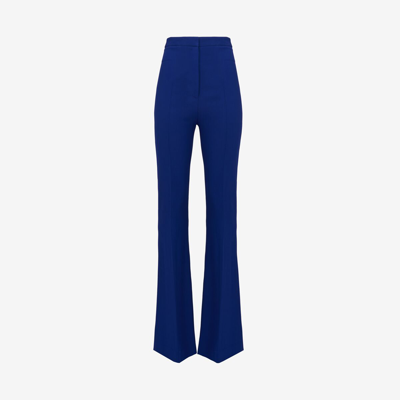 Shop Alexander Mcqueen High-waisted Narrow Bootcut Trousers In Electric Navy