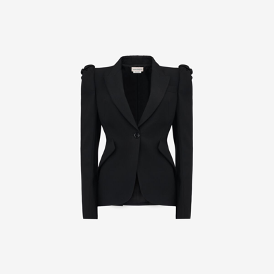 Shop Alexander Mcqueen Knot Single-breasted Jacket In Black